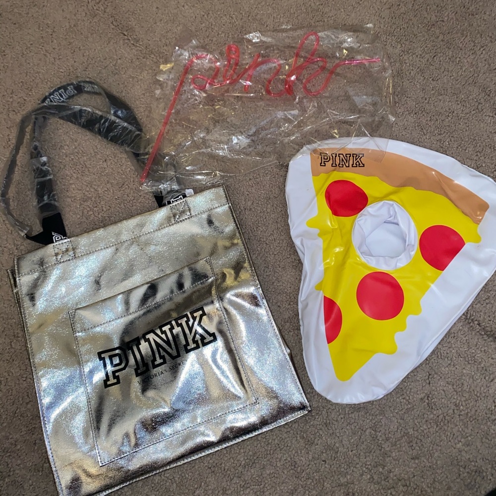 PINK BAG WITH STRAW & DRINK FLOAT! Make an offer!